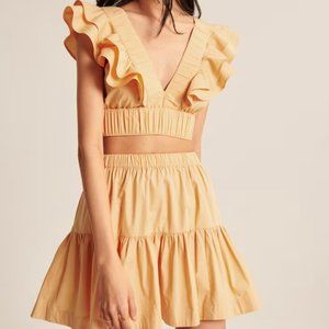 NWT Abercrombie and Fitch Yellow Ruffle Top & Skirt set